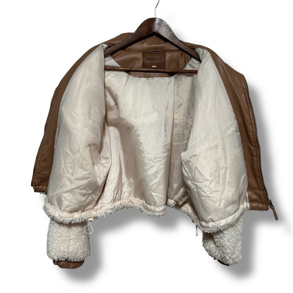 Blank NYC Cream Teddy Jacket with Brown Details - Picture 2 of 9